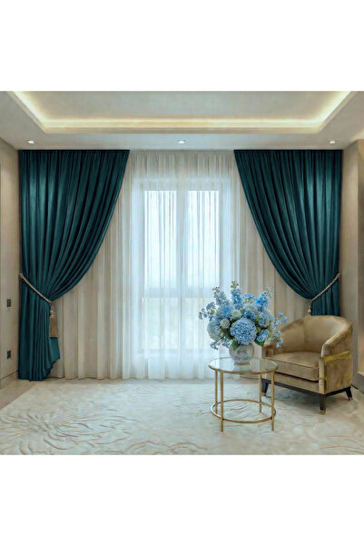 ArasyaHome YEMEN 80% Blackout Thick Texture Drapery Curtain Turquoise