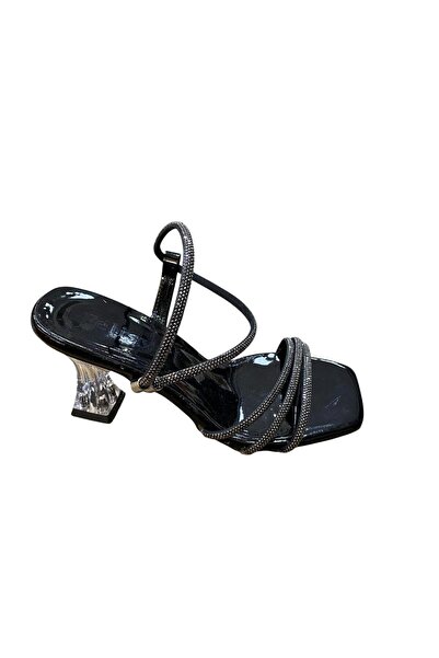 İremsu Women's Transparent Goblet Heeled Stoned Summer Evening Dress Shoes Sl...