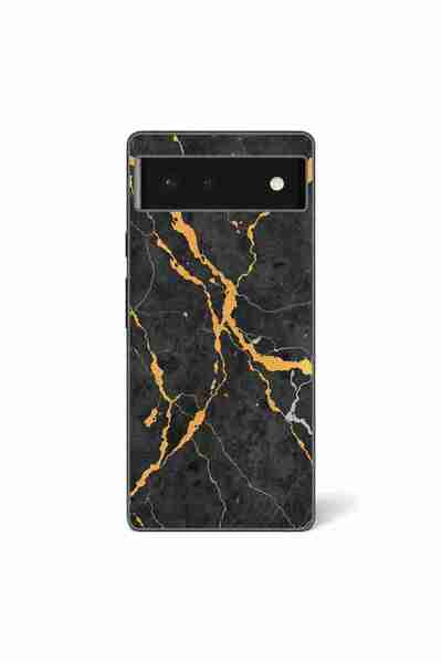 OEM Husa compatibila cu Google Pixel 6 Silicon Gel Tpu Model Noir Gold Marble