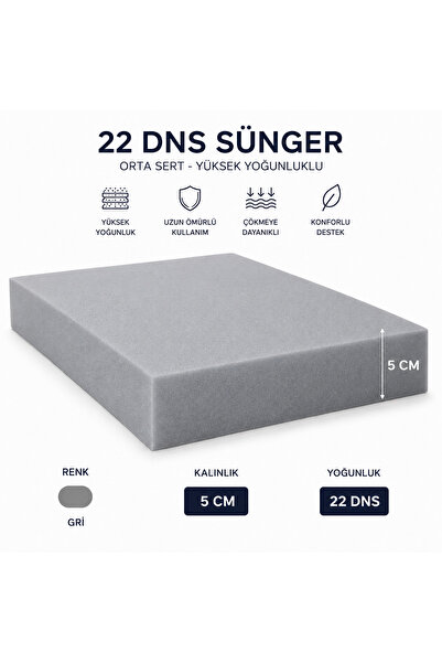 batu tekstil 22 DNS Gri Kesim Sünger – 5 CM Sandalye Minderi ve Oturma Minder...