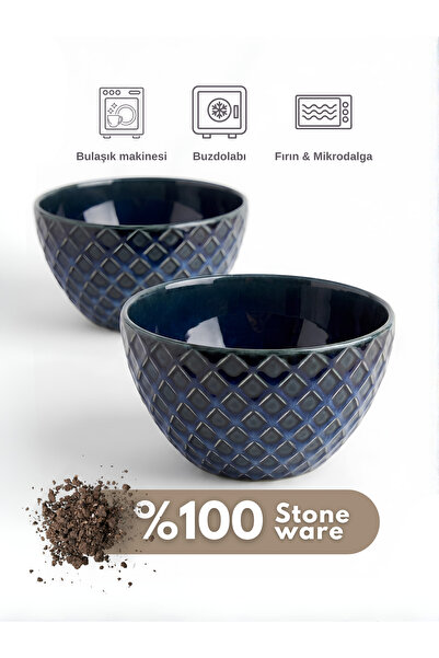 Coconut Products by jda Set of 2 Stoneware Navy Blue Bowls - Bowl - Snack Bow...