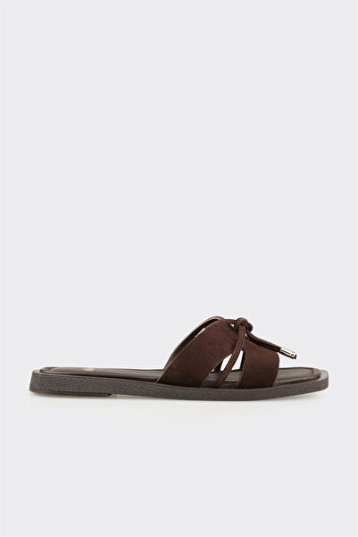 Elle Shoes Kahve Deri Kadın Terlik