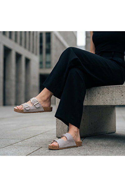 Letafia Siena Double Buckle Suede Comfort Slippers