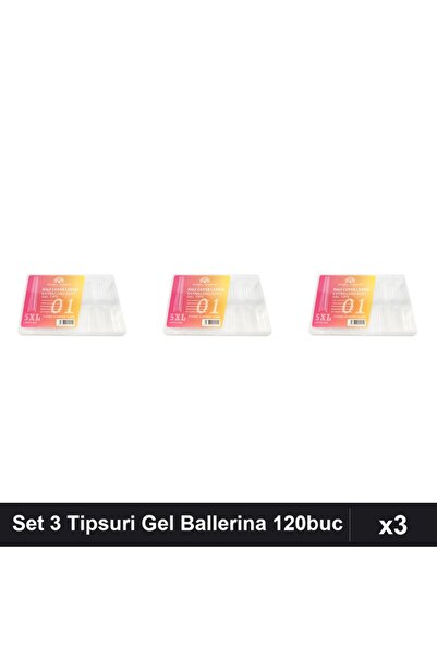 global fashion Set 3 Tipsuri Gel 120buc Ballerina 5XL, 12 Mărimi, Unghii Extr...
