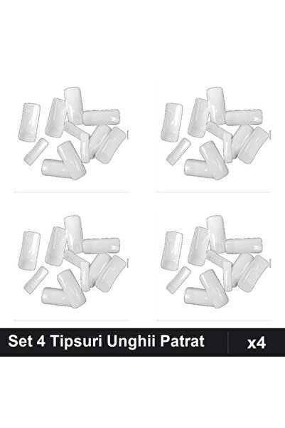 NAİLS Set 4 x 500 Bucăți Tipsuri Unghii Clasice Patrat Alb, Manichiură Profes...