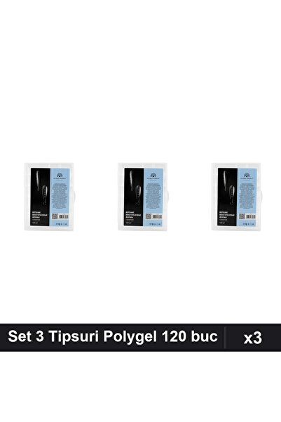 global fashion Set 3x Tipsuri Reutilizabile Polygel 120 buc Forma Migdală Ext...