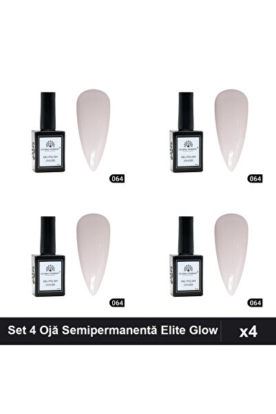 global fashion Set 4 Oje Semipermanentă Elite Glow 15ml, Gel Polish UV/LED