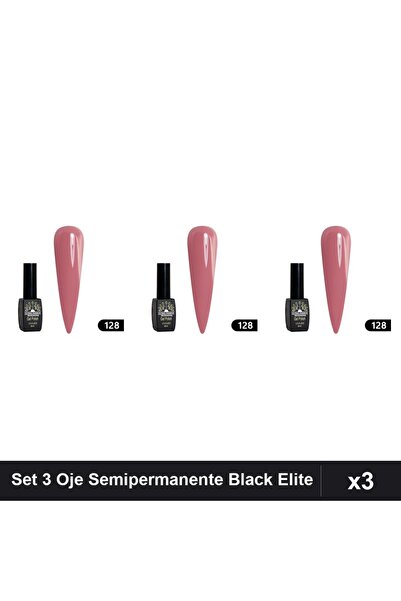 global fashion Set 3 Oje Semipermanente Black Elite 8ml, Manichiura UV/LED,
