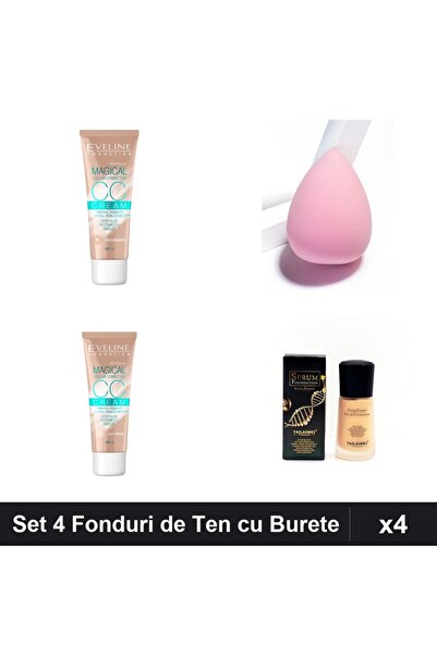 Eveline Set 4 Fonduri de Ten CCC Magical + TLM Serum SPF15, Nuante Bej, cu Bu...