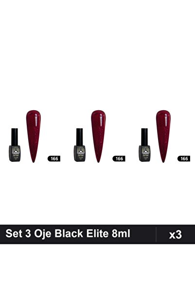 global fashion Set 3 Oje Semipermanente Black Elite 8ml, Manichiura UV/LED Pr...