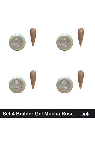 global fashion Set 4 Builder Gel Mocha Rose 15g, Constructie Unghii UV/LED,