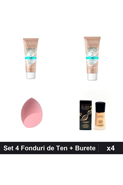 Eveline Set 4 Fonduri de Ten CCC Magical + TLM Serum SPF15, Nuante Light-Medi...