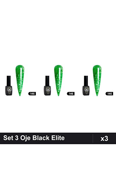 global fashion Set 3 Oje Semipermanente Black Elite 8ml, Manichiura UV/LED Pr...