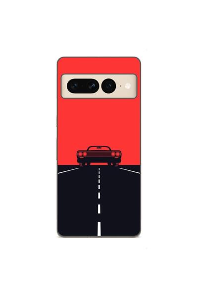 OEM Husa compatibila cu Google Pixel 7 Pro Silicon Gel Tpu Model Red Sky Musc...