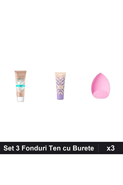 Eveline Set 3 Fonduri Ten CCC Magical & Better Perfect, Nuante Medium Beige I...