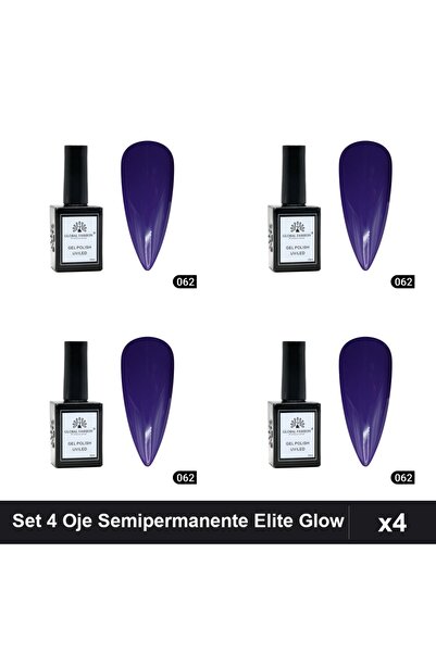 global fashion Set 4 Oje Semipermanente Elite Glow 15ml, Gel Polish UV/LED