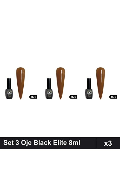 global fashion Set 3 Oje Semipermanente Black Elite 8ml, Manichiura UV/LED, N...