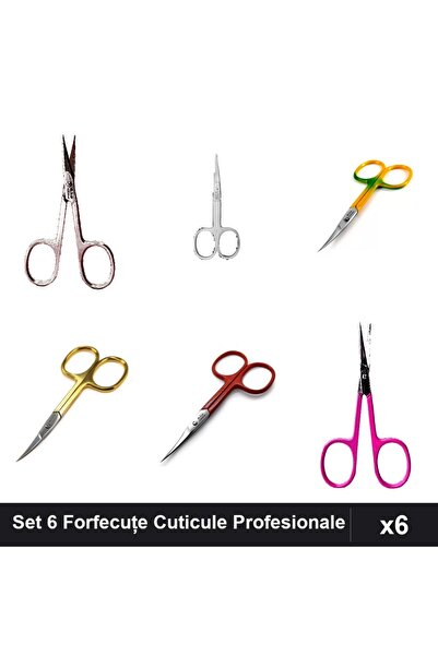 One Group Set 6 Forfecuțe Profesionale Cuticule One Group, Nuante Argintiu Go...