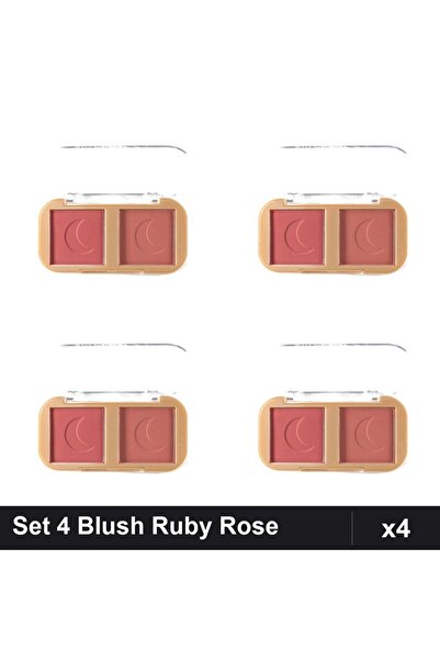 Ruby Rose Set of 4 Blush Palettes Cheek To Cheek 01, Highlighter Shade 01, Ma...