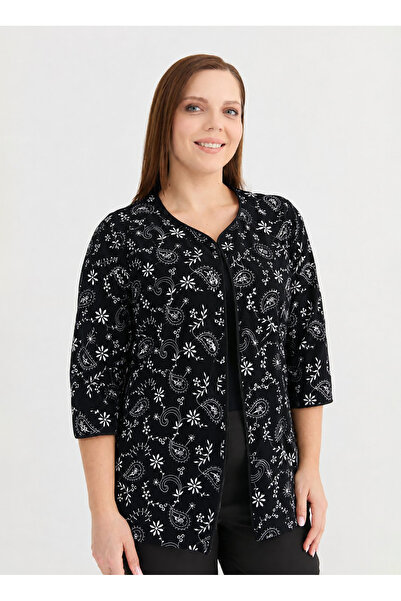 Selen Siyah Kadın Normal Fit Nakışlı Ceket 26YSL1602