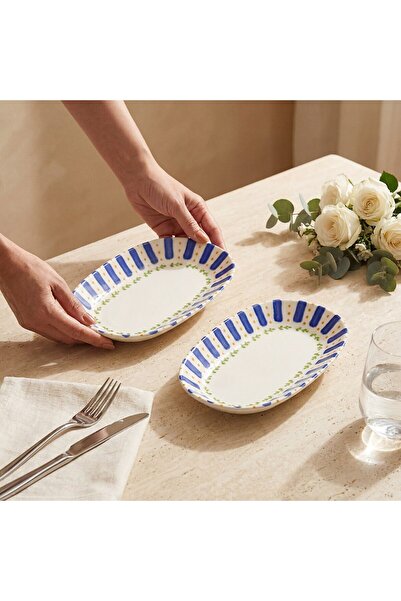 Güral Porselen Apricot 24 cm 2-Piece Porcelain Kayık Plate Set