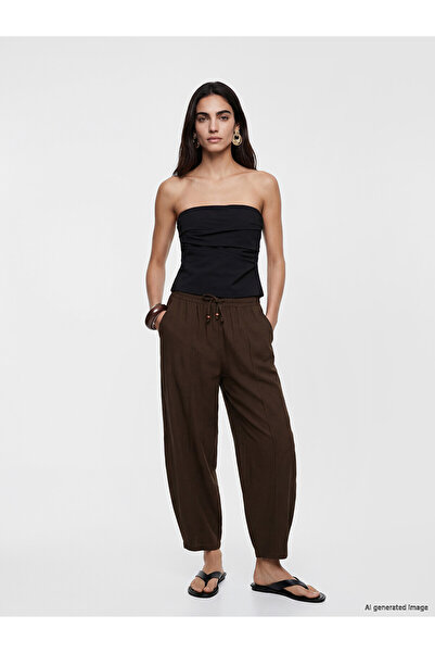 LC Waikiki Nevavm Women's Pants with Elastic Waist and Difference in Color