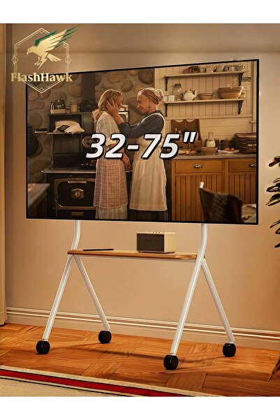 FlashHawk حامل تلفزيون متحرك، عربة تلفزيون متحركة للأرضية تناسب شاشات LED وLC...