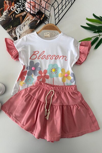 Minigimin Cicileri My Little One's Blossom Floral Printed Skirted Girl's Set ...