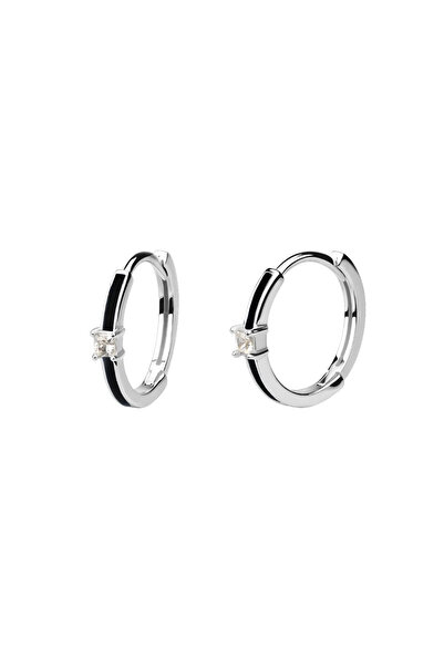 Lisa&Co. Cercei Argint Mini Circle Light Drop Argint placat cu rodiu / Email ...