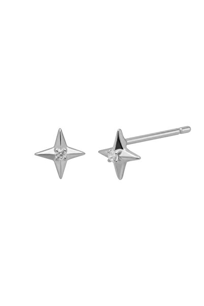 Lisa&Co. Cercei Argint Eta Leonis Argint placat cu rodiu / Zircon / Alb