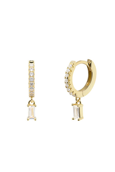 Lisa&Co. Cercei Argint Paved Hoops & Baguette Argint placat cu rodiu / Crista...