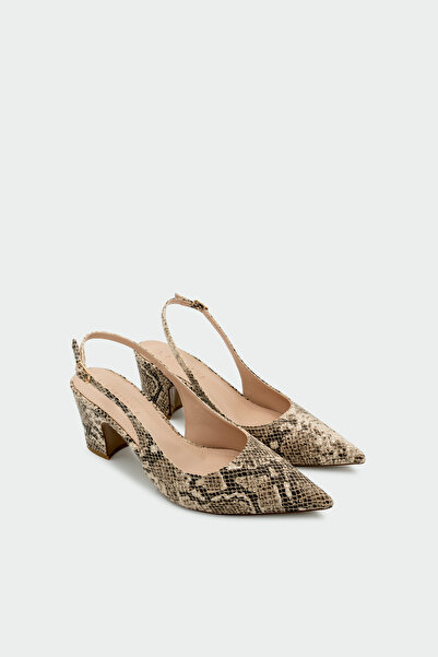 LAMİNTA Dice Snakeskin Patterned Women's Thick-Heeled Shoes