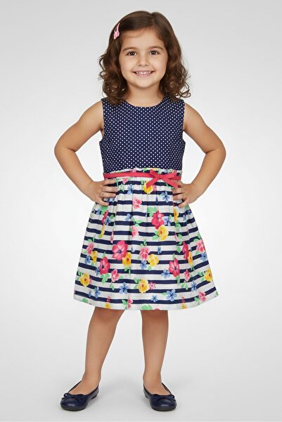 NANNETTE Toddlers Girl Floral Print Dress, Multicolor