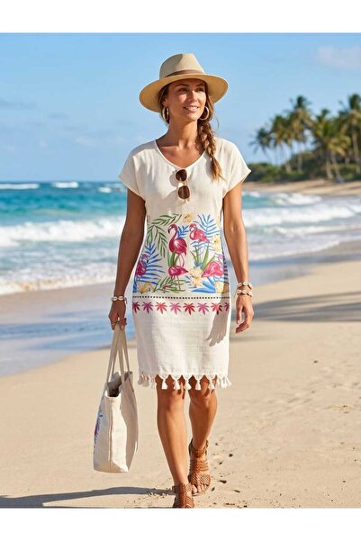 EVX Women's Pattern Print Hand Painted Bohemian Viscose 100% Cotton Peshtemal...