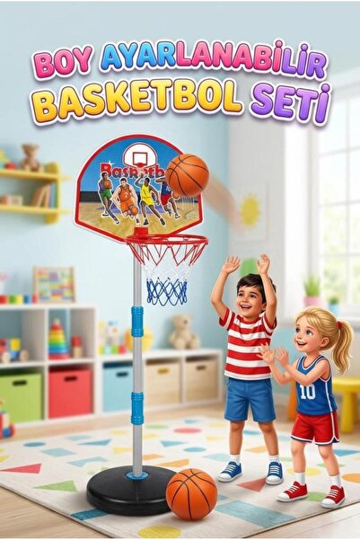 Tıfıl Toys Ayaklı Oyuncak Basketbol Seti Çocuk Basketbol Potası Boy Ayarlanab...