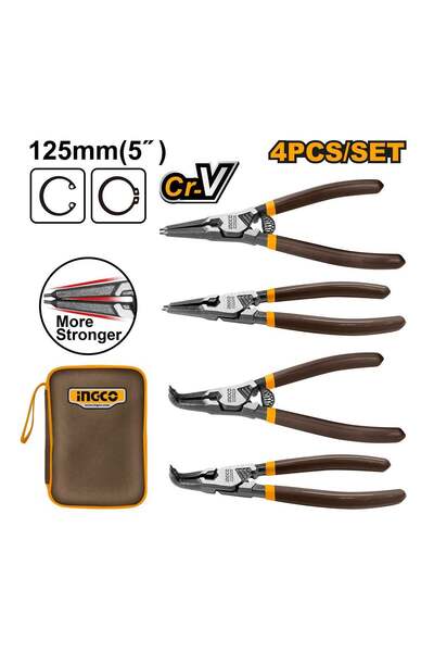 Bervas SET OF 4 SEEGER SAFETY PLIERS 125MM - INGCO