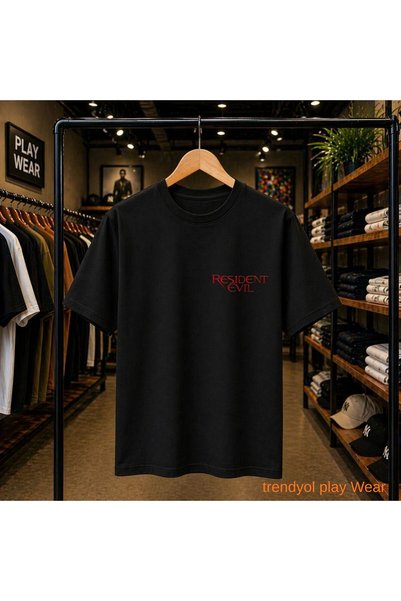 playwear Resident Evil Chest Printed 100% Cotton Oversize Loose Regular Fit C...