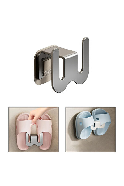 Microcase Duvara Monte Yapışkanlı Metal Terlik Askılığı Çok Fonksiyonlu Porta...
