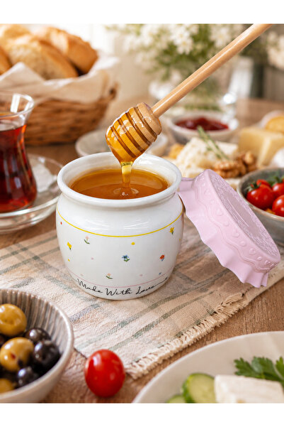 SERRA HOME Porselen Kapaklı Bal Kavanozu Made With Love Reçellik Kahvaltılık ...