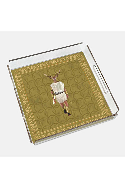 VİTELLİ Deer Roman Akrilik Kare Dekoratif Çok Amaçlı Sunum Tepsisi 40x40 cm
