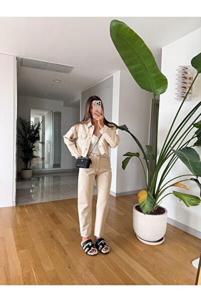 MERVE AKSOY Joyce Mom Fit Jean - Cream