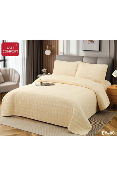 East Comfort Husă de pilotă+Cearșaf cu elastic+2 fețe de pernă, Crem-EY06