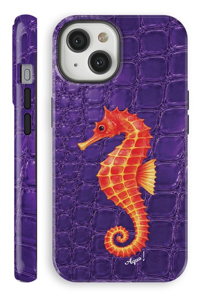 WANNACASE iPhone 15 Plus Aqua Seahorse Purple Double Layer Essential Tough Ph...