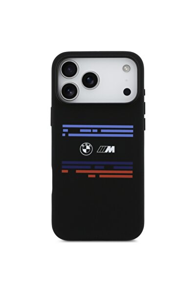 BMW M Θήκη Σιλικόνης MagSafe με Οριζόντια Ρίγα για iPhone 17 Pro Max - Μαύρο