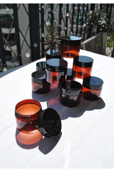 Qualitev 10Pcs 100ml Amber Pet Jars Cream Jewelry Travel Jar Organizer Plasti...