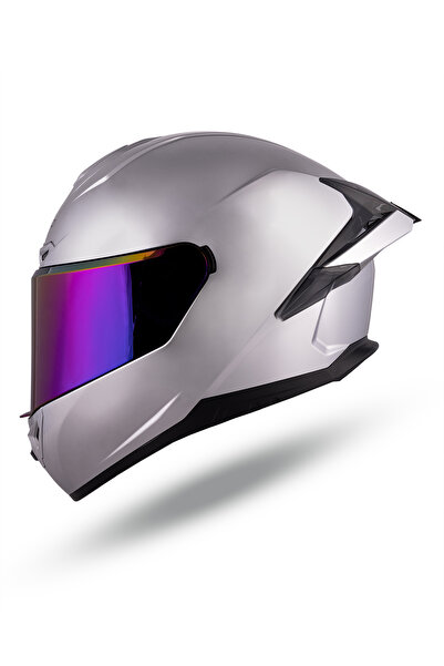 Delgano Megatron Metalik Gri Kask