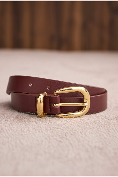 HEQA Gold Buckle Belt Burgundy