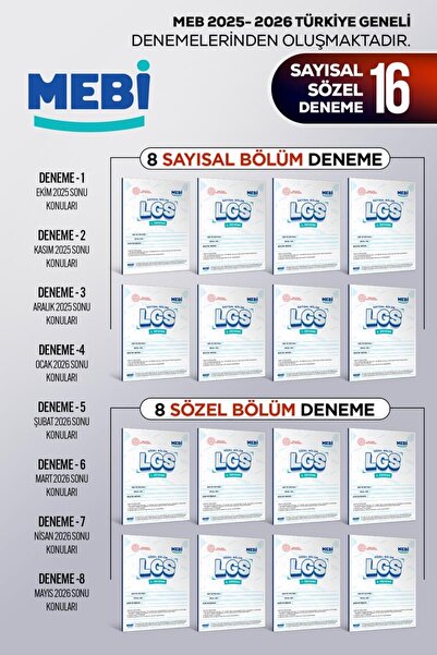Marka Yayınları LGS 2026 8.Sınıf MEB ONLİNE Türkiye Geneli MEBİ Deneme Paketi...