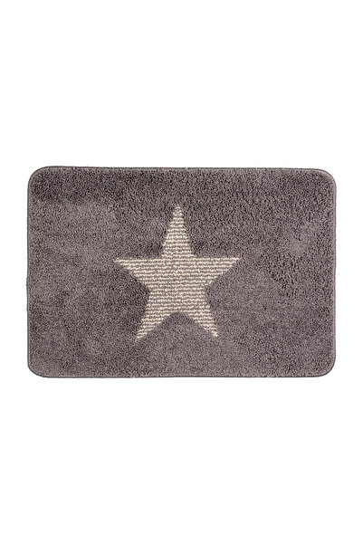 Clayre & Eef Grey cream textile bath mat 58x38x1 cm
