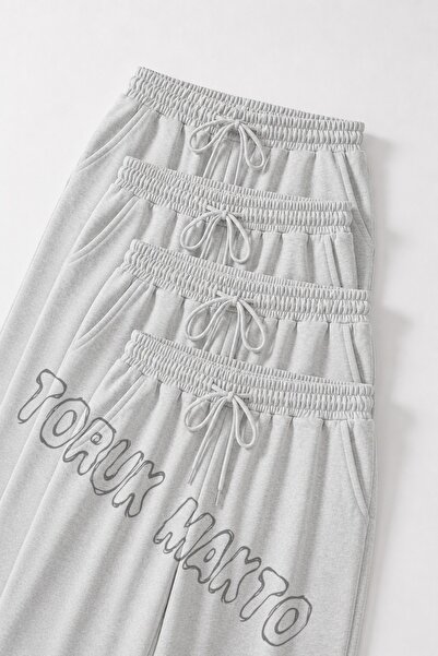 TORUK MAKTO 4 Pieces Unisex Regular Pipe Leg Gray Color Sweatpants